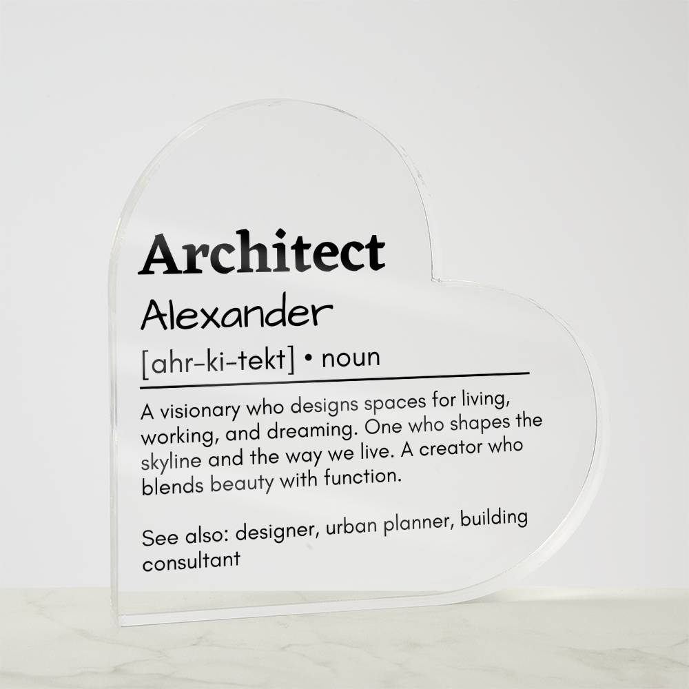 Personalized Architect Printed Heart Shaped Acrylic Plaque