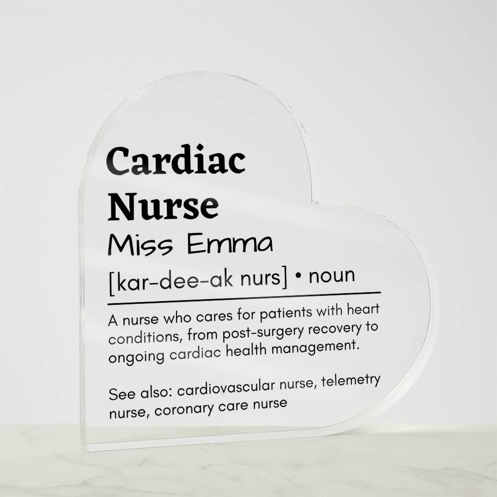 Personalized Cardiac Nurse Printed Heart Shaped Acrylic Plaque
