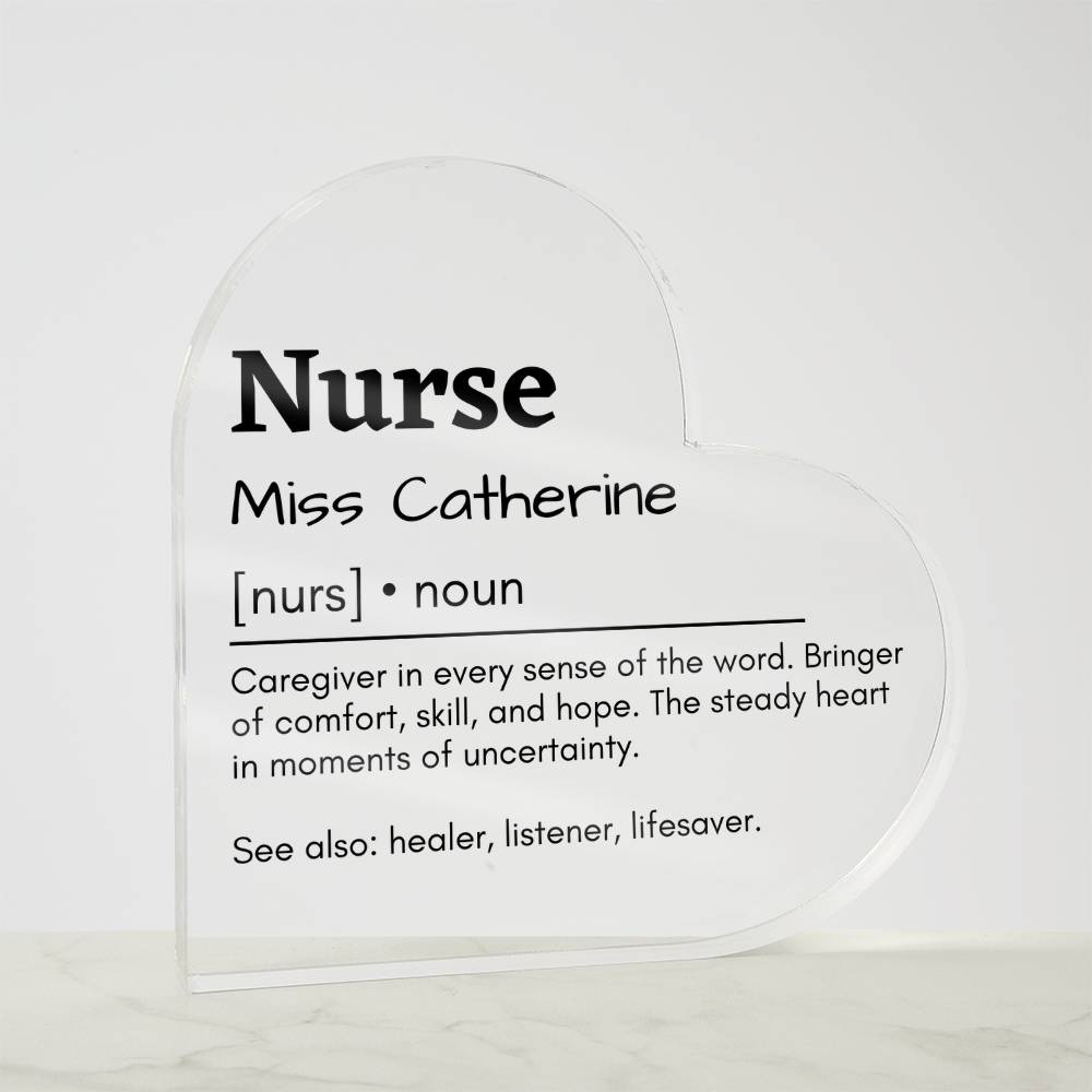 Personalized Nurse Printed Heart Shaped Acrylic Plaque