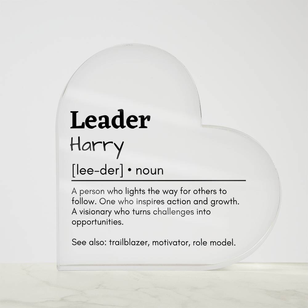 Personalized Leader Printed Heart Shaped Acrylic Plaque