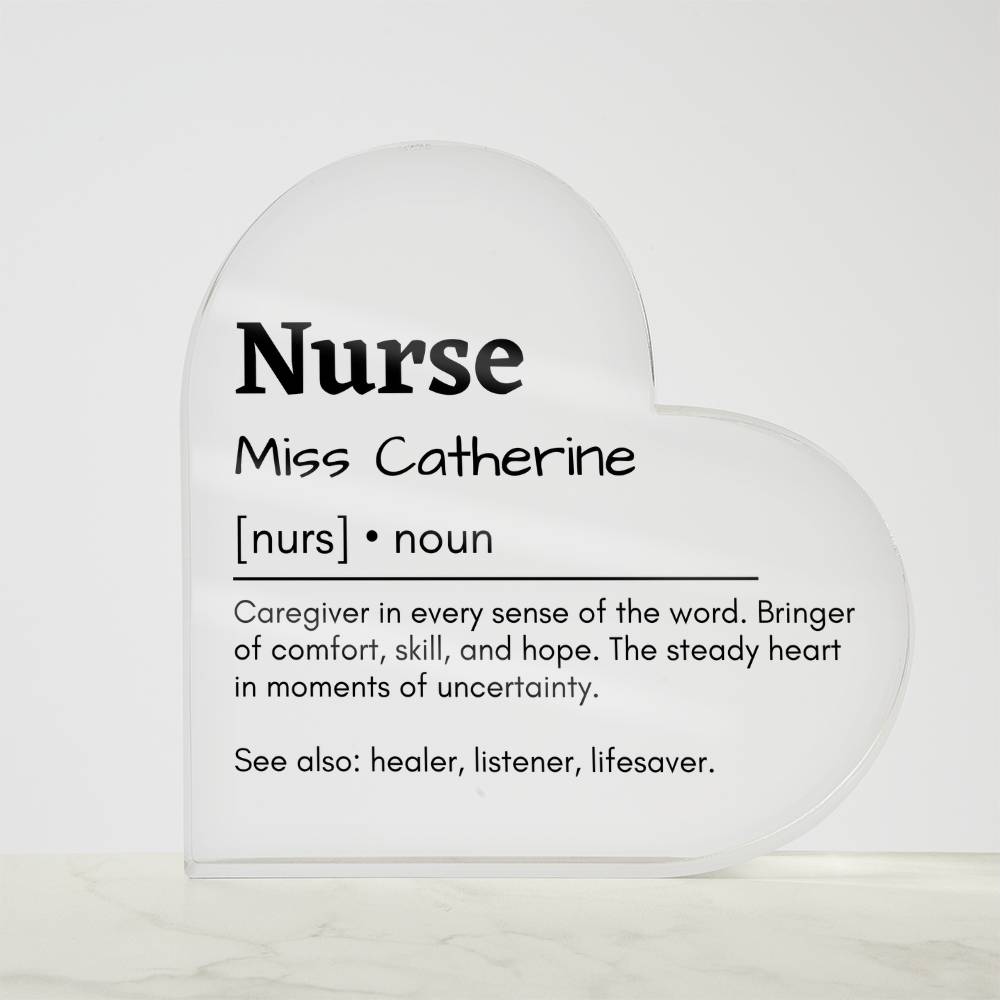Personalized Nurse Printed Heart Shaped Acrylic Plaque