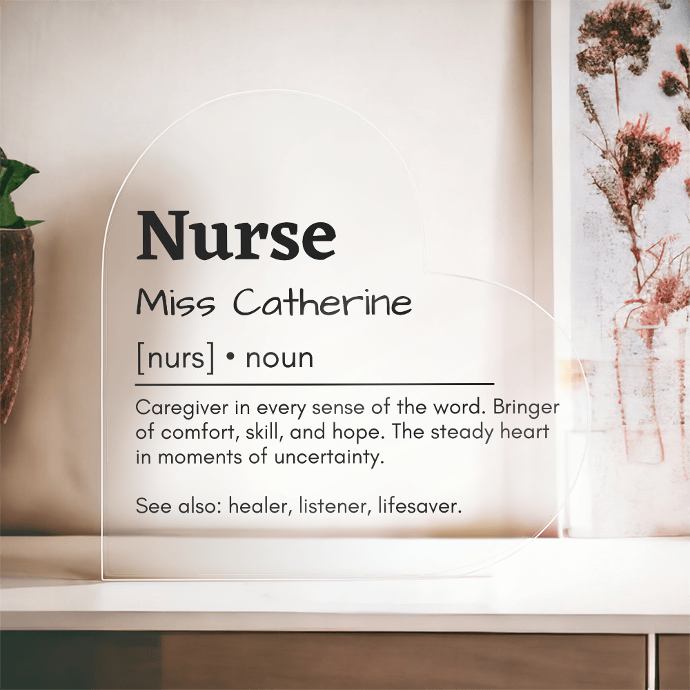 Personalized Nurse Printed Heart Shaped Acrylic Plaque