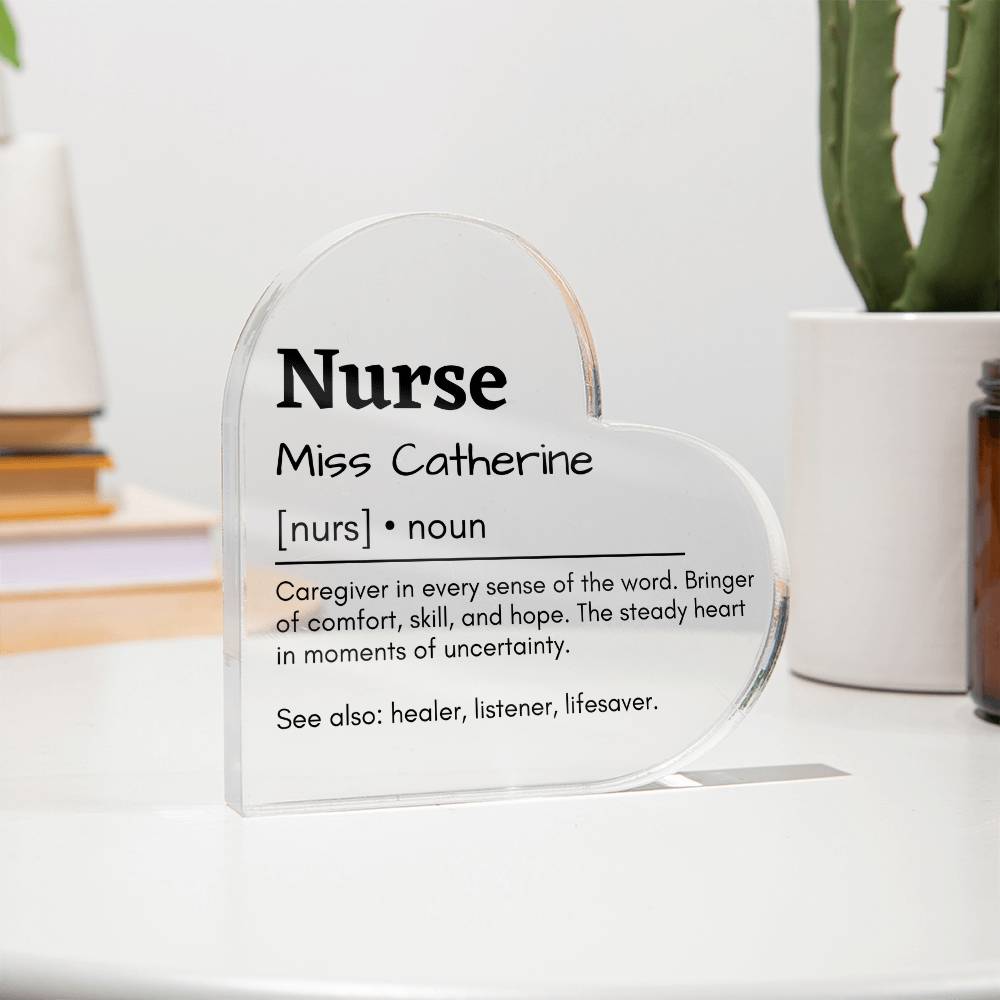 Personalized Nurse Printed Heart Shaped Acrylic Plaque