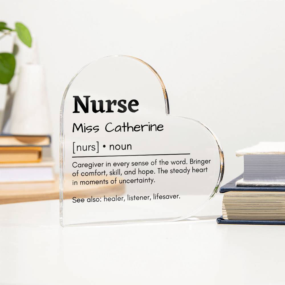 Personalized Nurse Printed Heart Shaped Acrylic Plaque