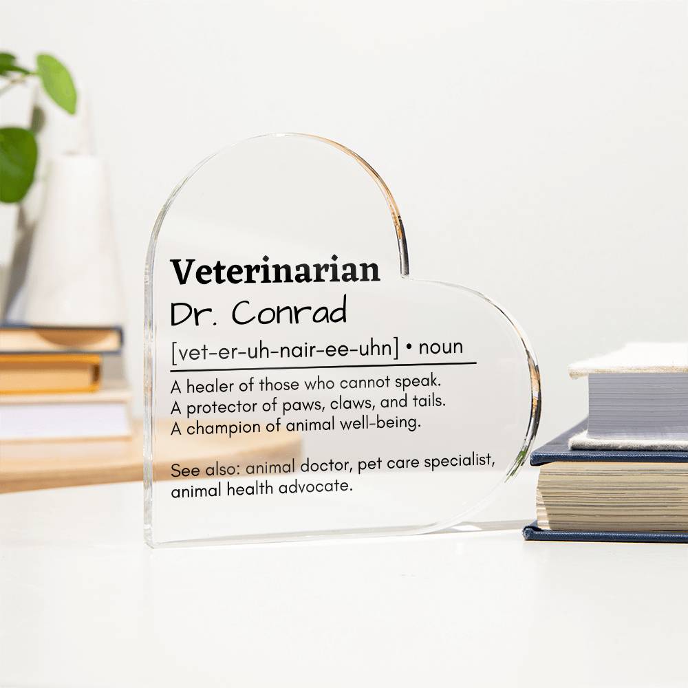 Personalized Veterinarian Printed Heart Shaped Acrylic Plaque
