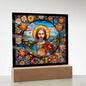 Almost Sold Out - Jesus with Flower Background - Acrylic Plaque with Stand
