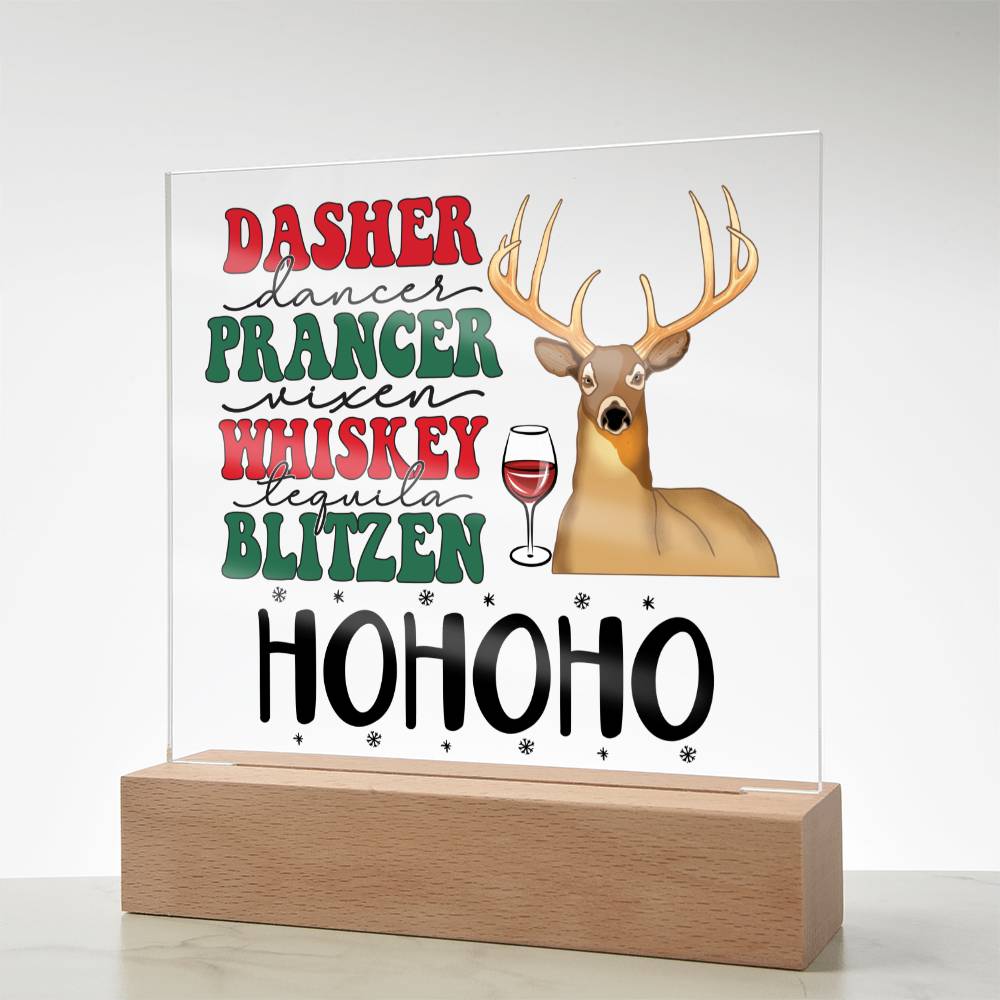 Dasher Prancer Acrylic Square Plaque