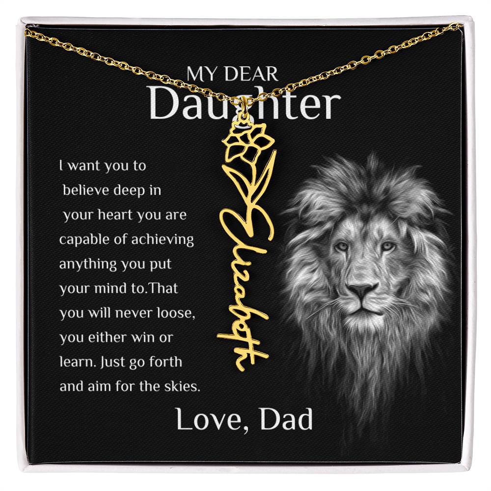 Personalized Name Necklace With Birth Flower for Daughter