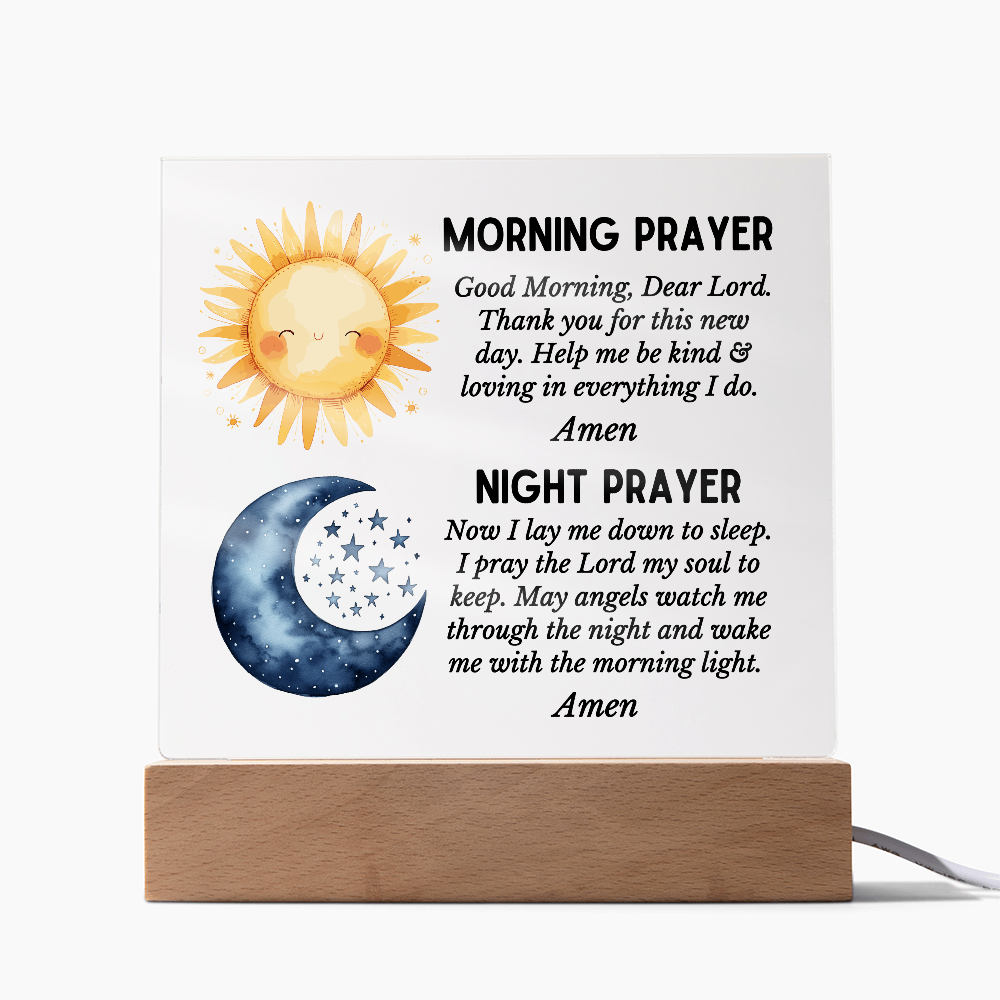 Morning Prayer and Night Prayer Square Acrylic Plaque