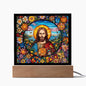 Almost Sold Out - Jesus with Flower Background - Acrylic Plaque with Stand