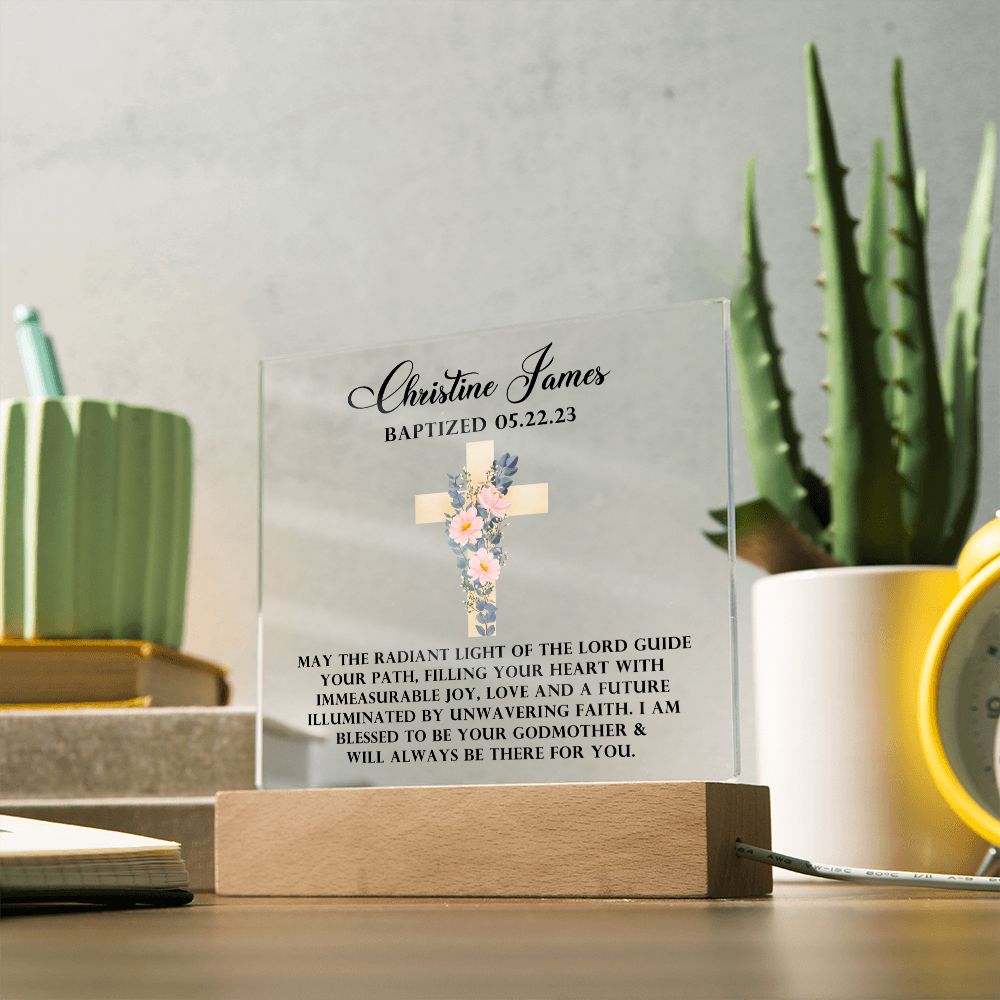 Personalized Baptism Acrylic Plaque from Godmother