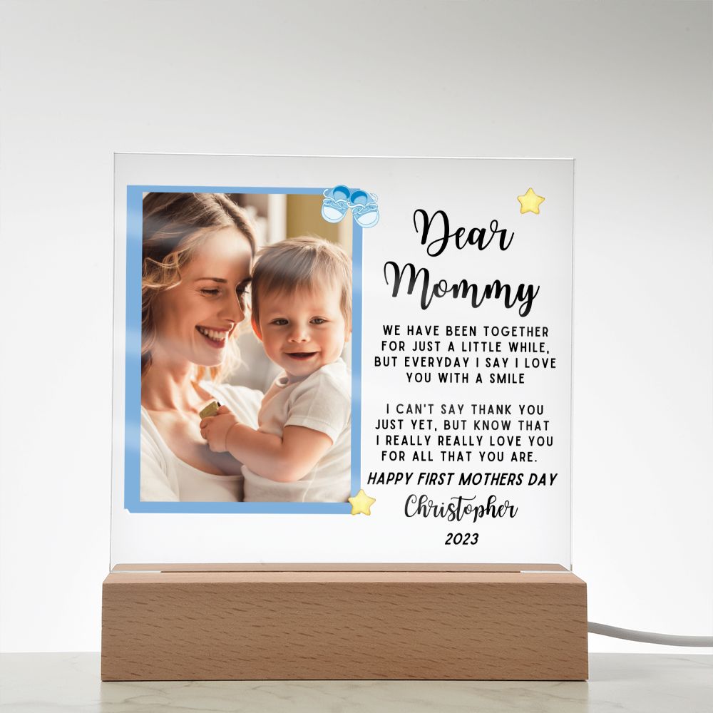 Dear Mommy - Baby Boy - Personalized Acrylic Plaque with Stand