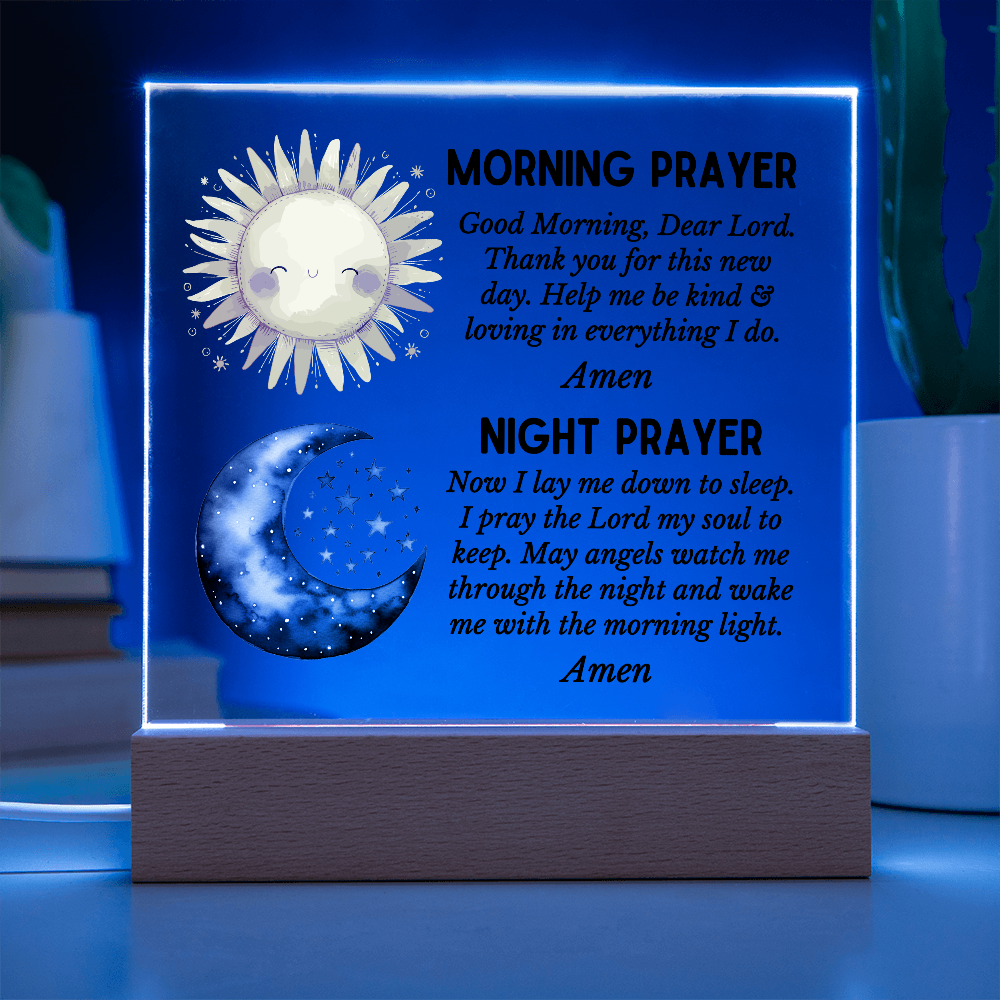 Morning Prayer and Night Prayer Square Acrylic Plaque