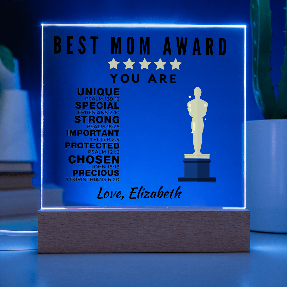 Best Mom Award Acrylic Plaque with Stand