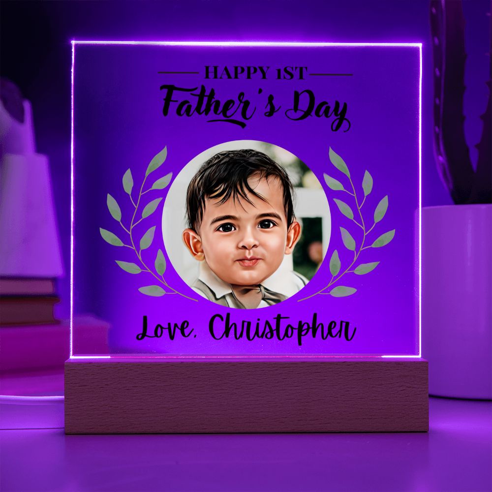 Personalized First Father's Day Acrylic Plaque from Baby Boy