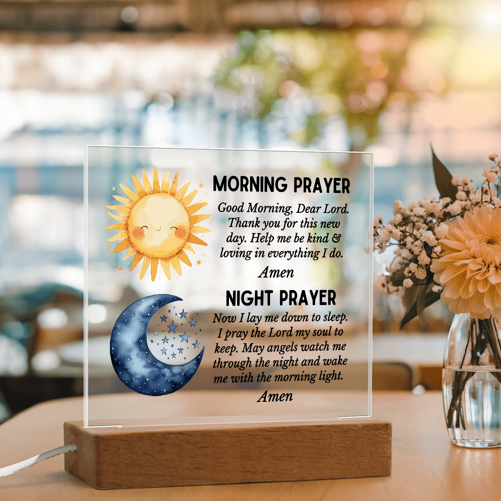 Morning Prayer and Night Prayer Square Acrylic Plaque