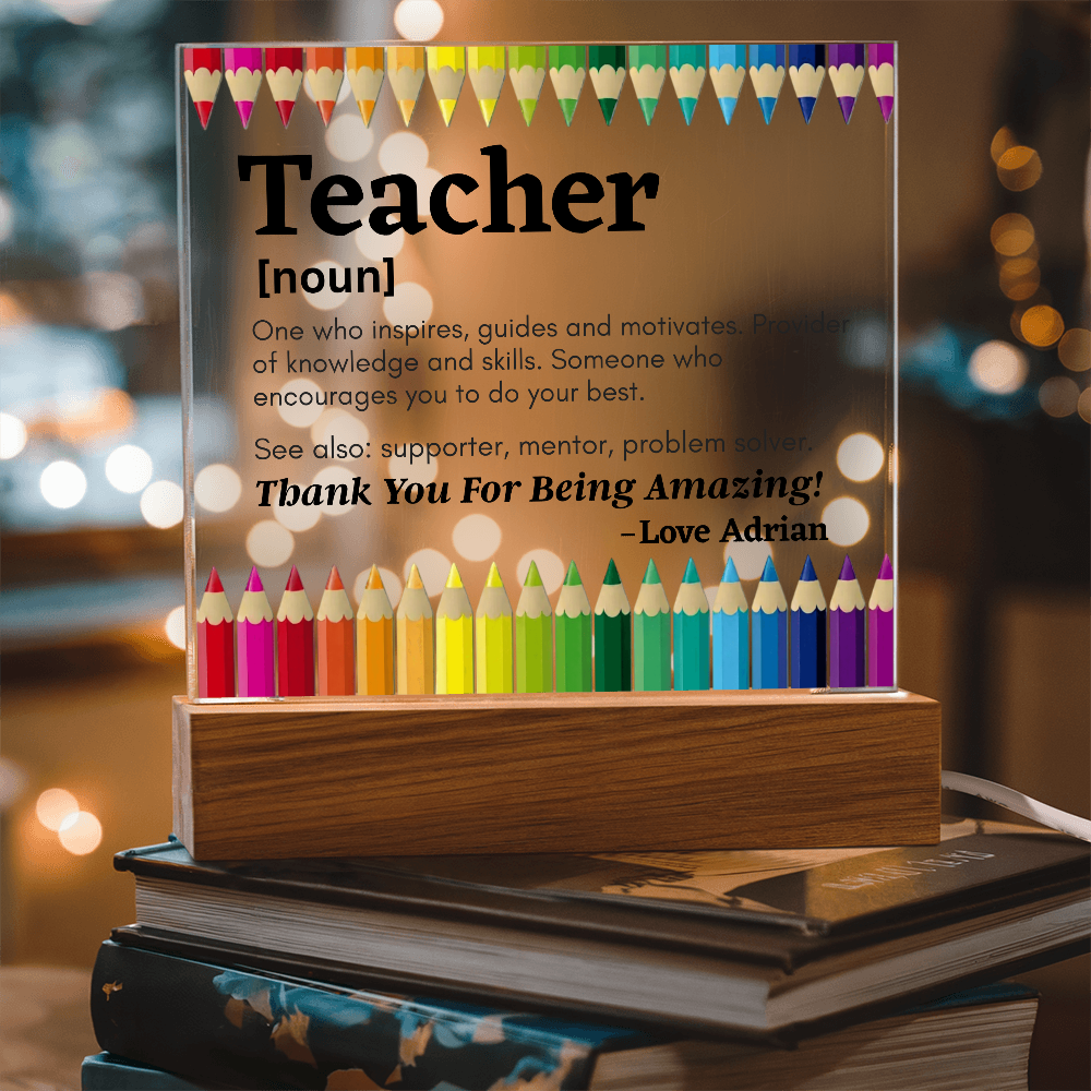 Thank You Teacher Personalized Printed Square Acrylic Plaque