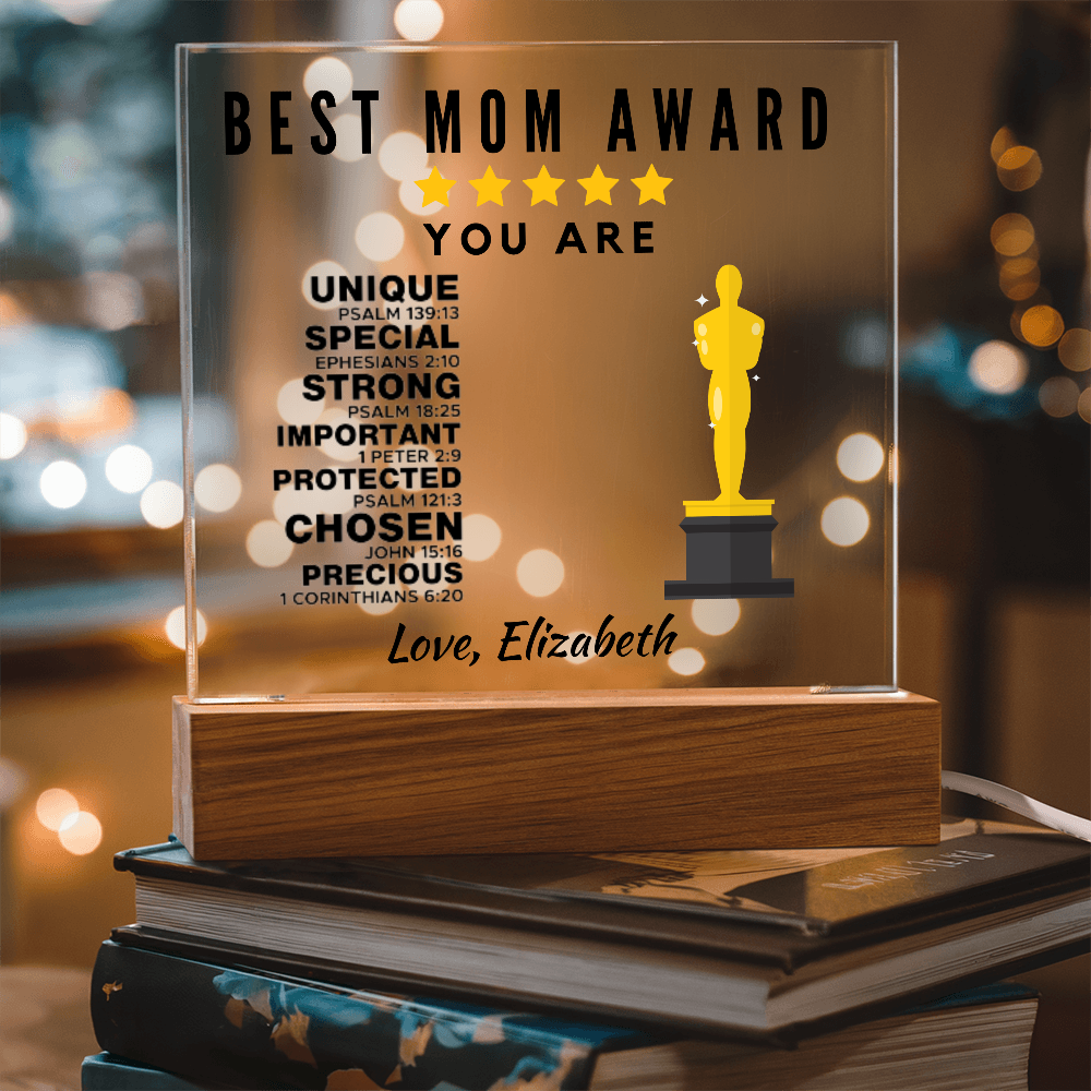 Best Mom Award Acrylic Plaque with Stand