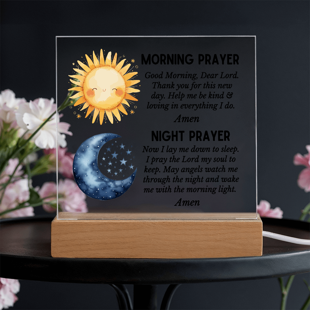 Morning Prayer and Night Prayer Square Acrylic Plaque