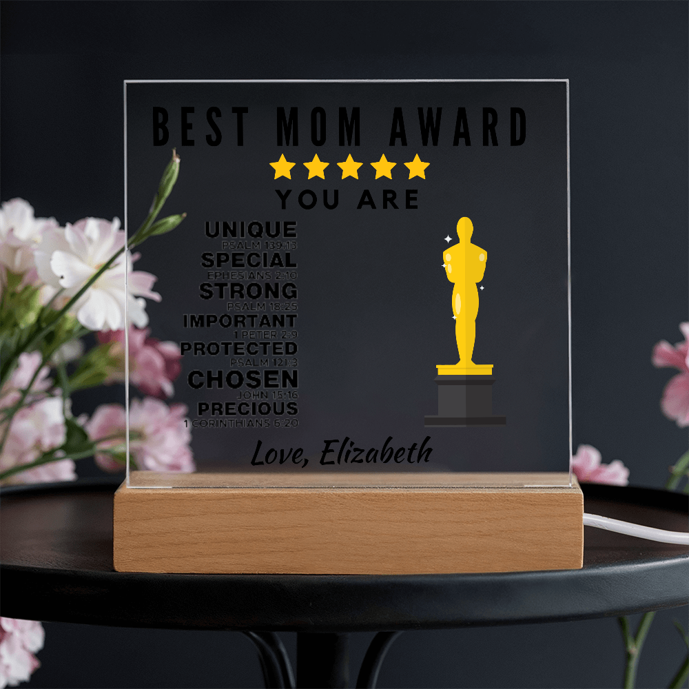 Best Mom Award Acrylic Plaque with Stand