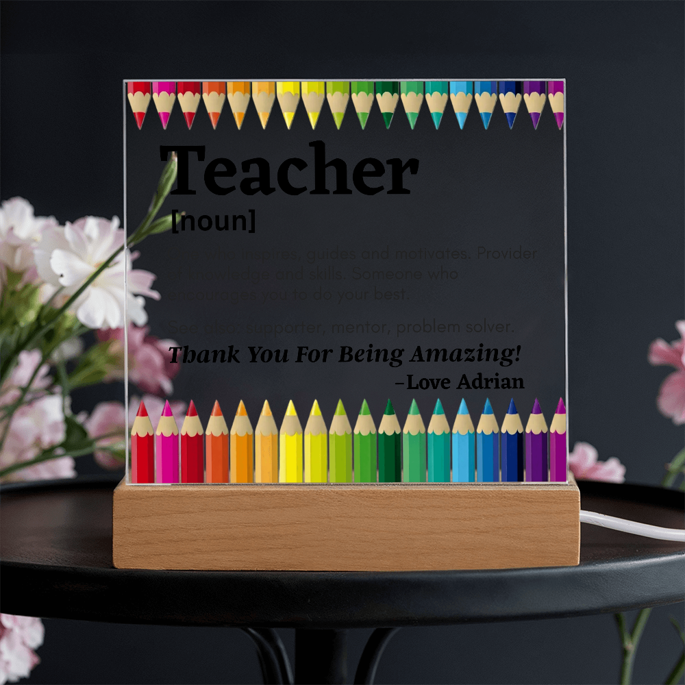 Thank You Teacher Personalized Printed Square Acrylic Plaque