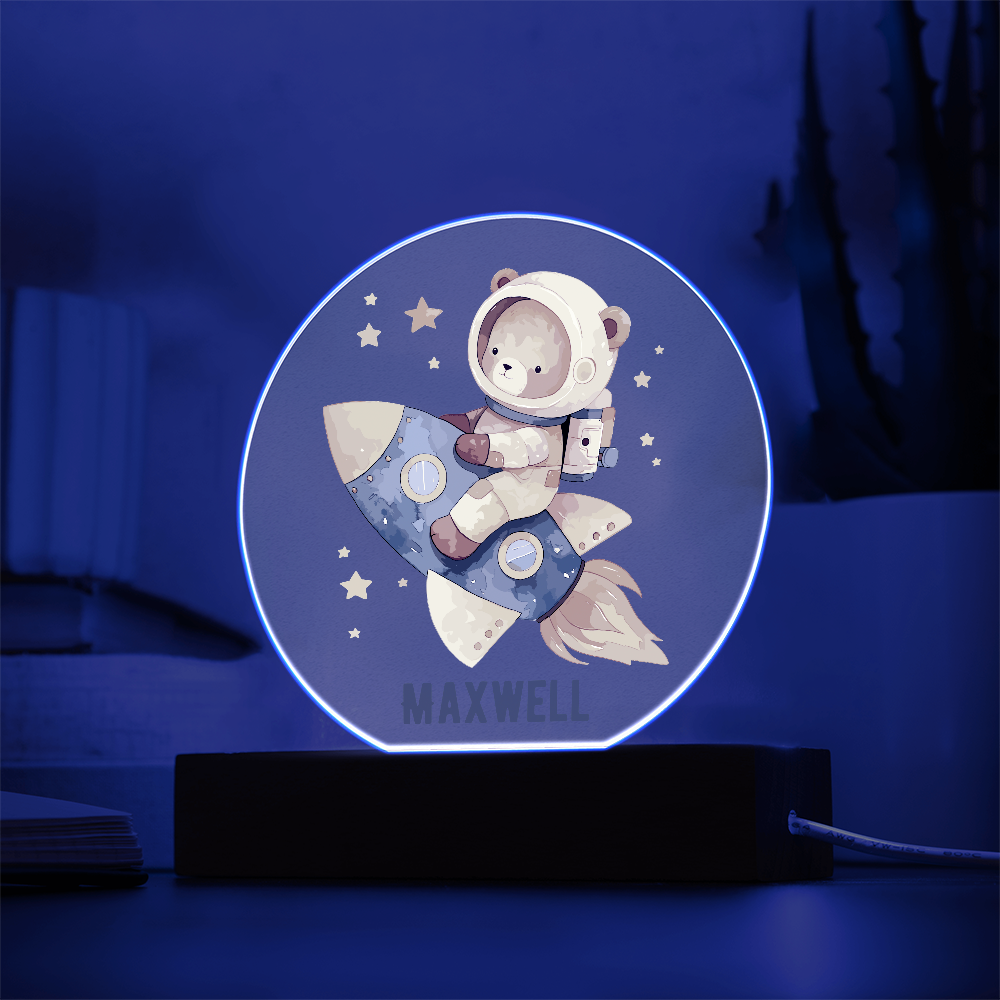 Astronaut Bear Circle Printed Plaque