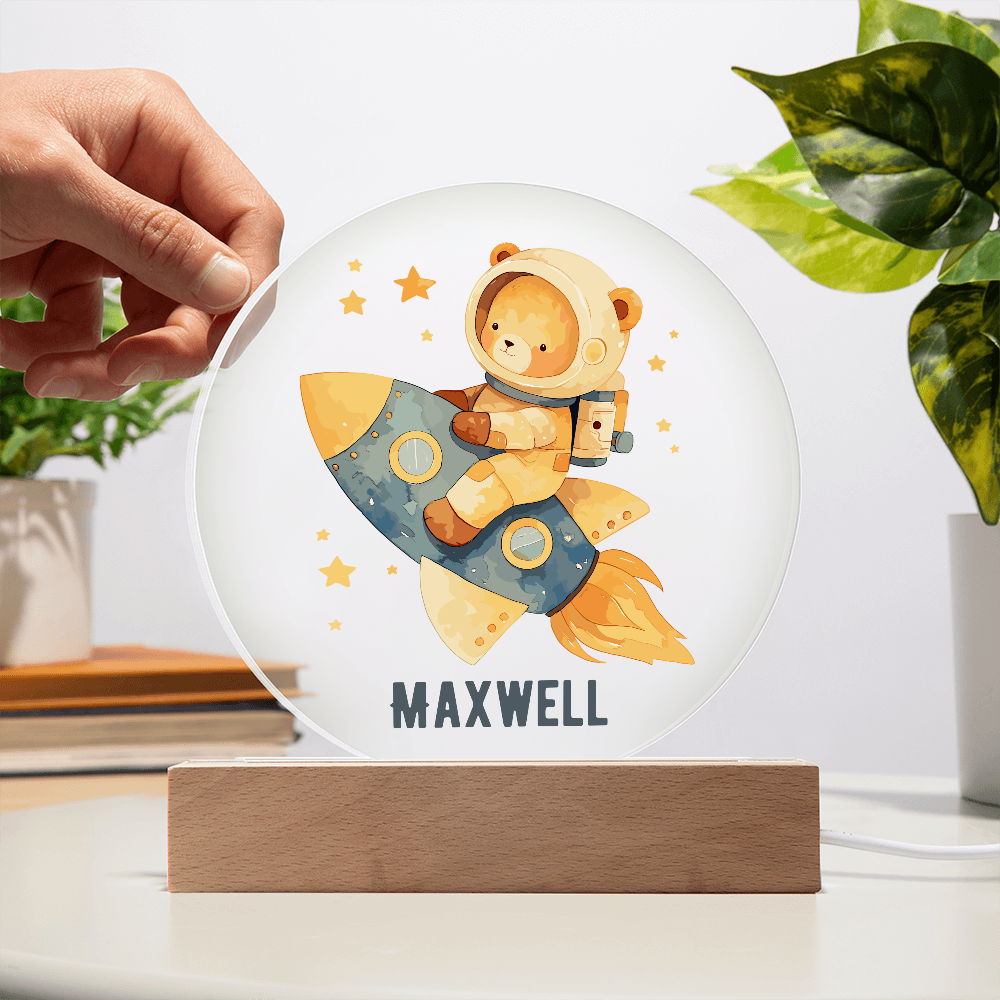 Astronaut Bear Circle Printed Plaque