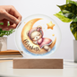 Personalized Sleeping Bear Crescent Circle Printed Plaque