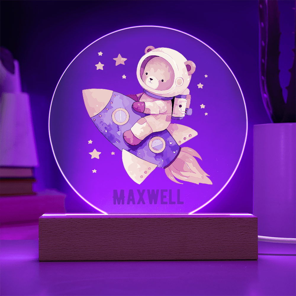 Astronaut Bear Circle Printed Plaque