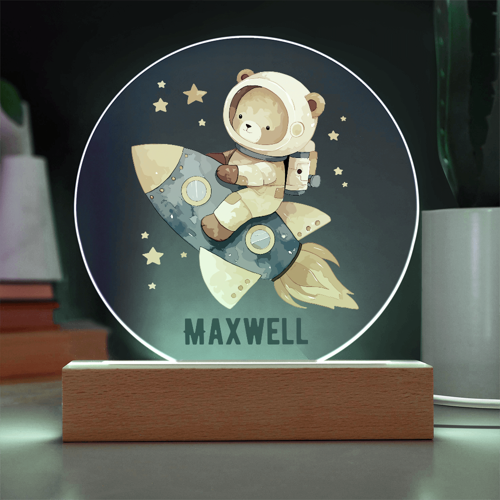 Astronaut Bear Circle Printed Plaque