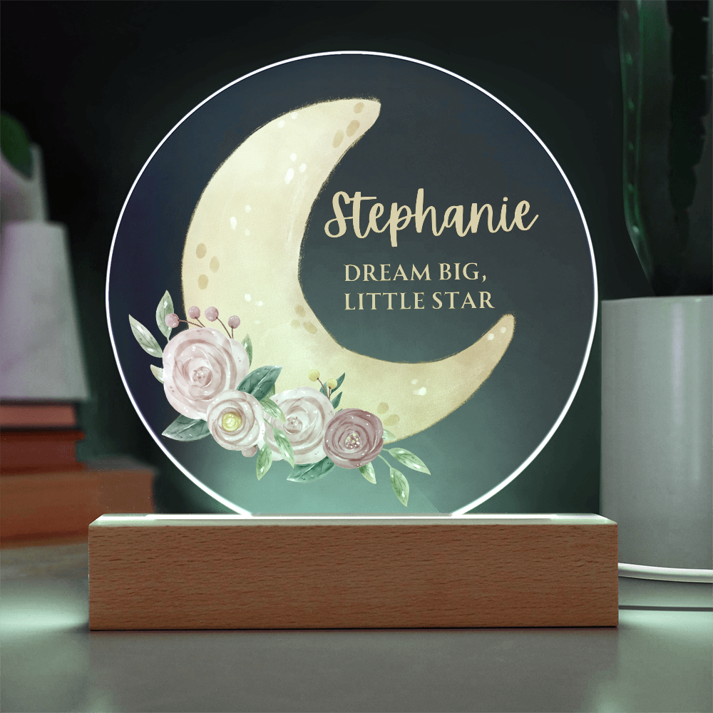 Personalized Crescent Name Circle Plaque