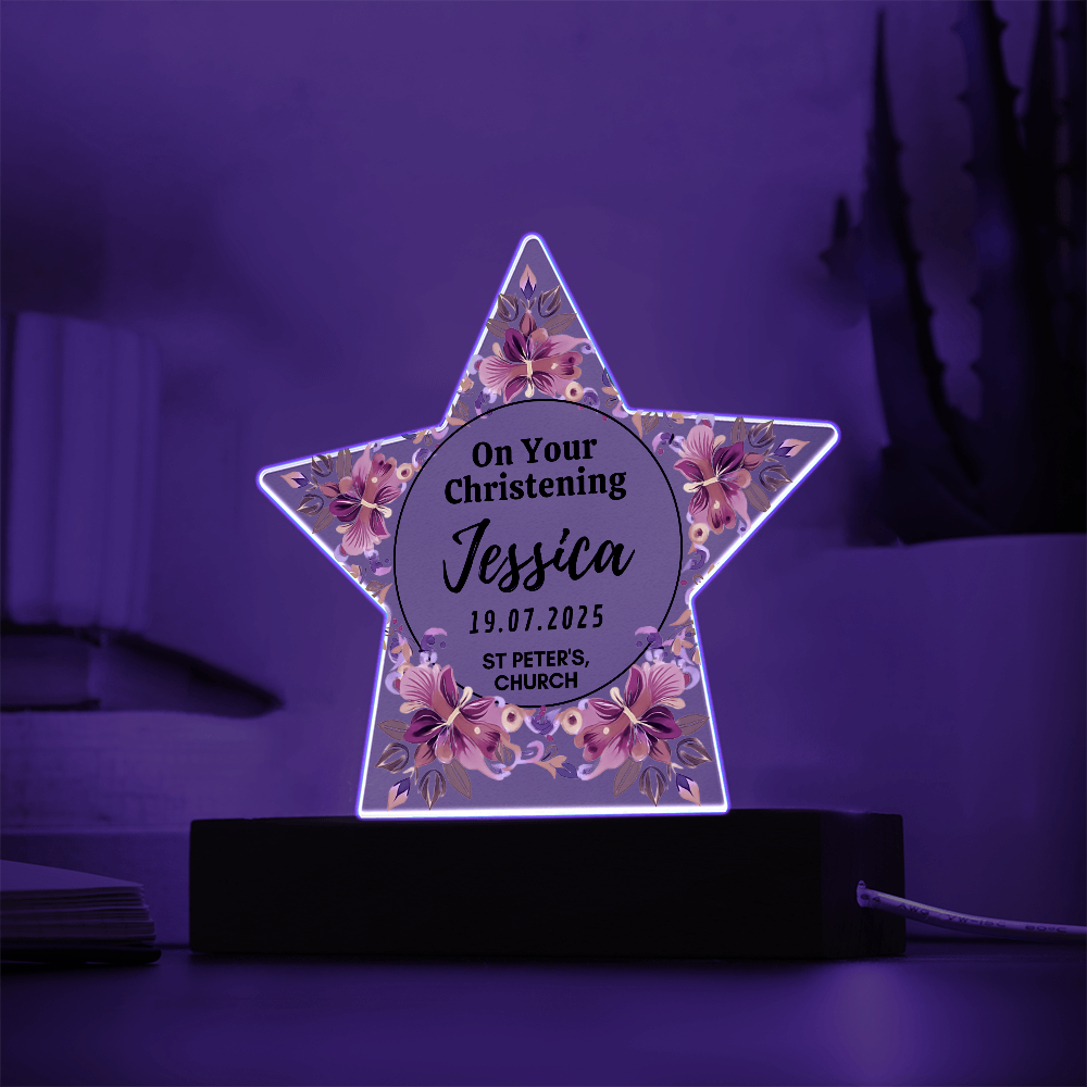 Christening Day Personalized Star Acrylic Plaque