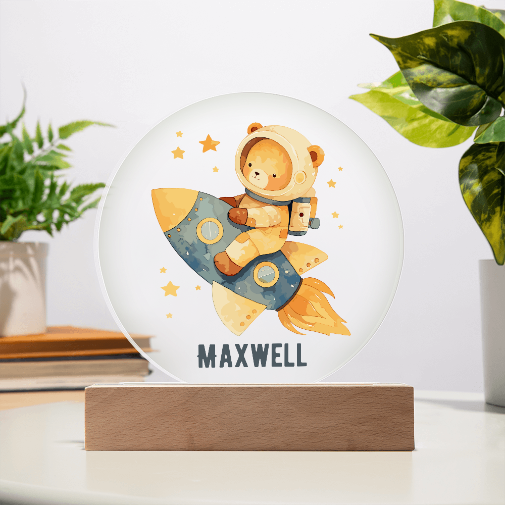 Astronaut Bear Circle Printed Plaque