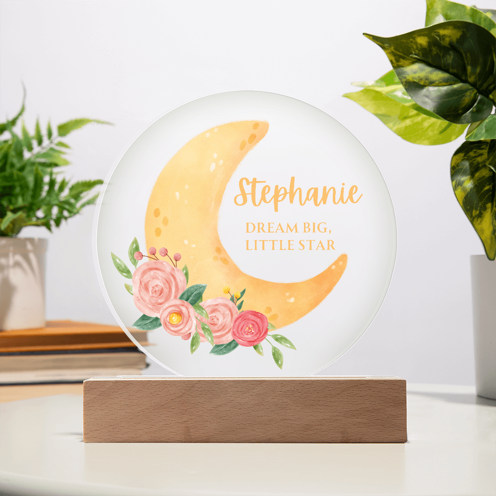Personalized Crescent Name Circle Plaque