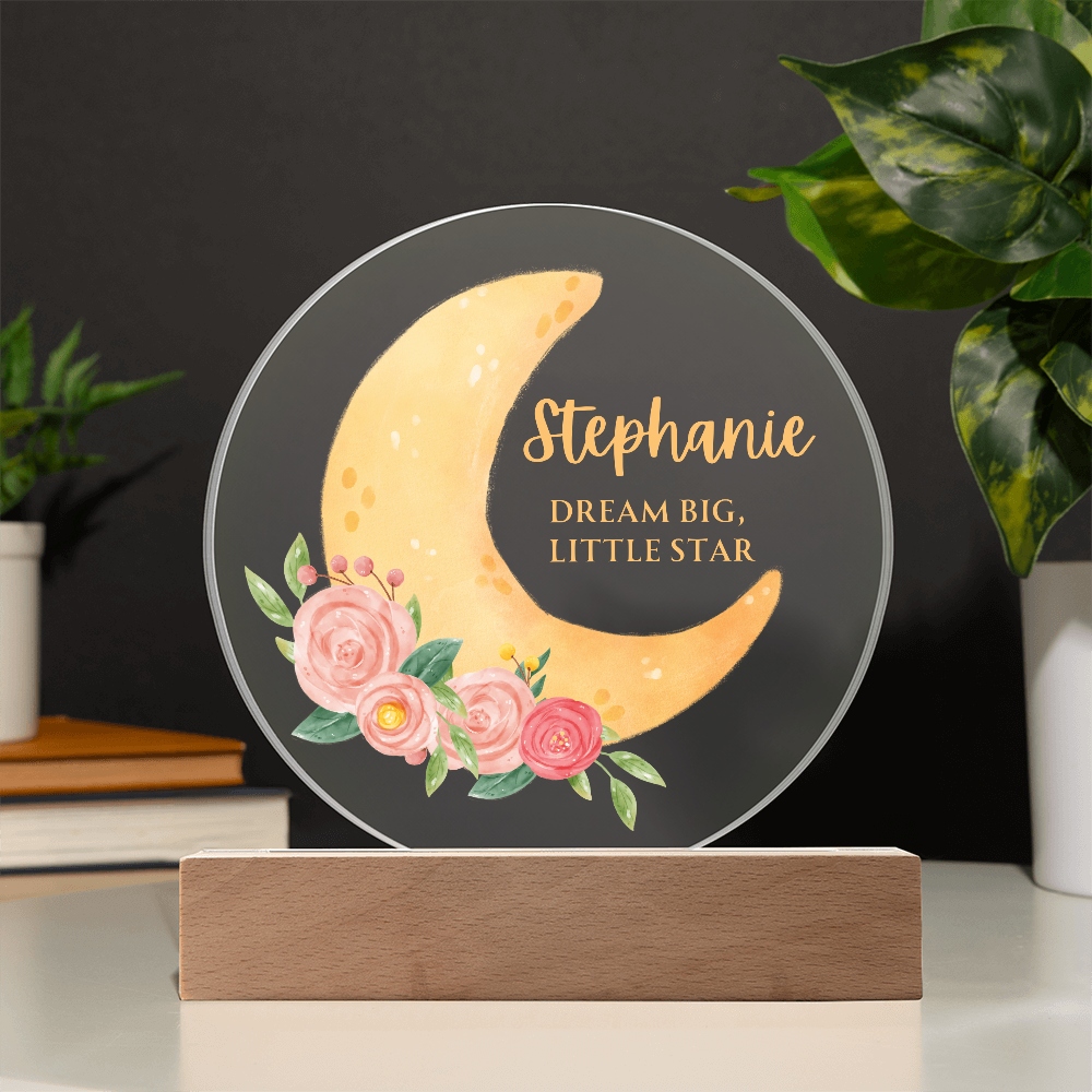 Personalized Crescent Name Circle Plaque