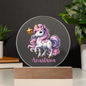 Personalized Unicorn Name Circle Printed Acrylic Plaque