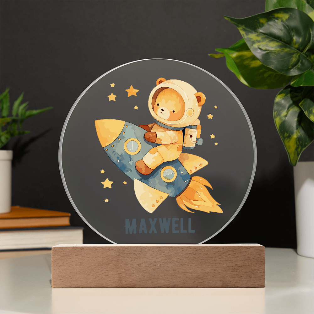 Astronaut Bear Circle Printed Plaque