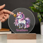 Personalized Unicorn Name Circle Printed Acrylic Plaque
