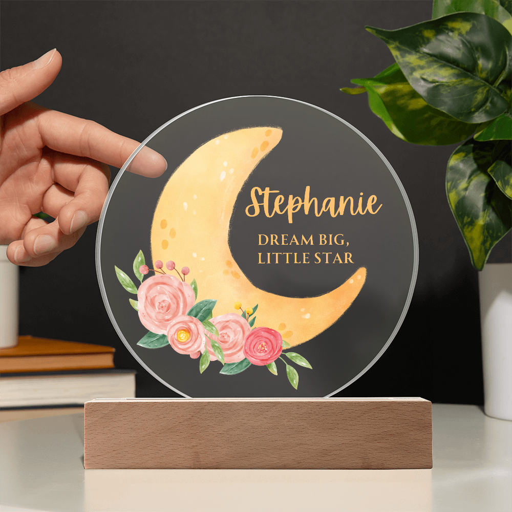 Personalized Crescent Name Circle Plaque