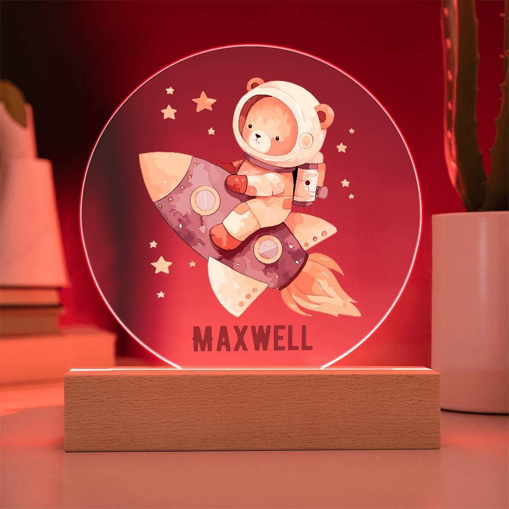 Astronaut Bear Circle Printed Plaque