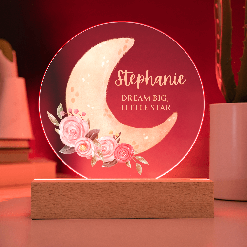 Personalized Crescent Name Circle Plaque