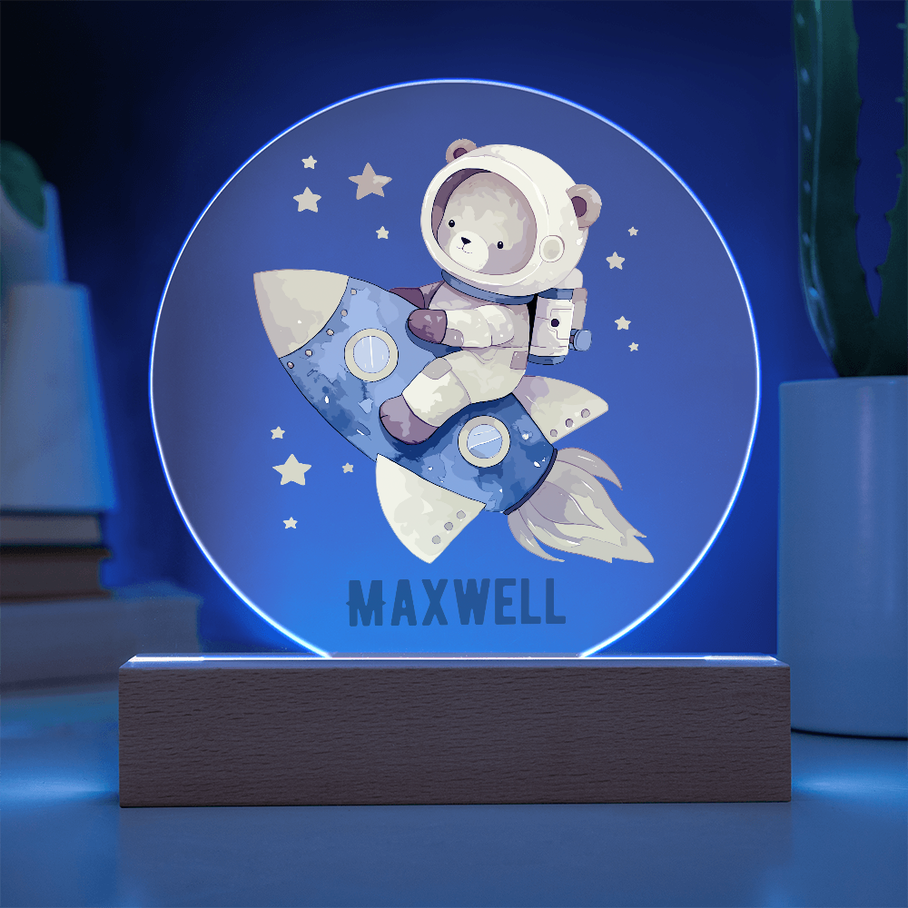 Astronaut Bear Circle Printed Plaque