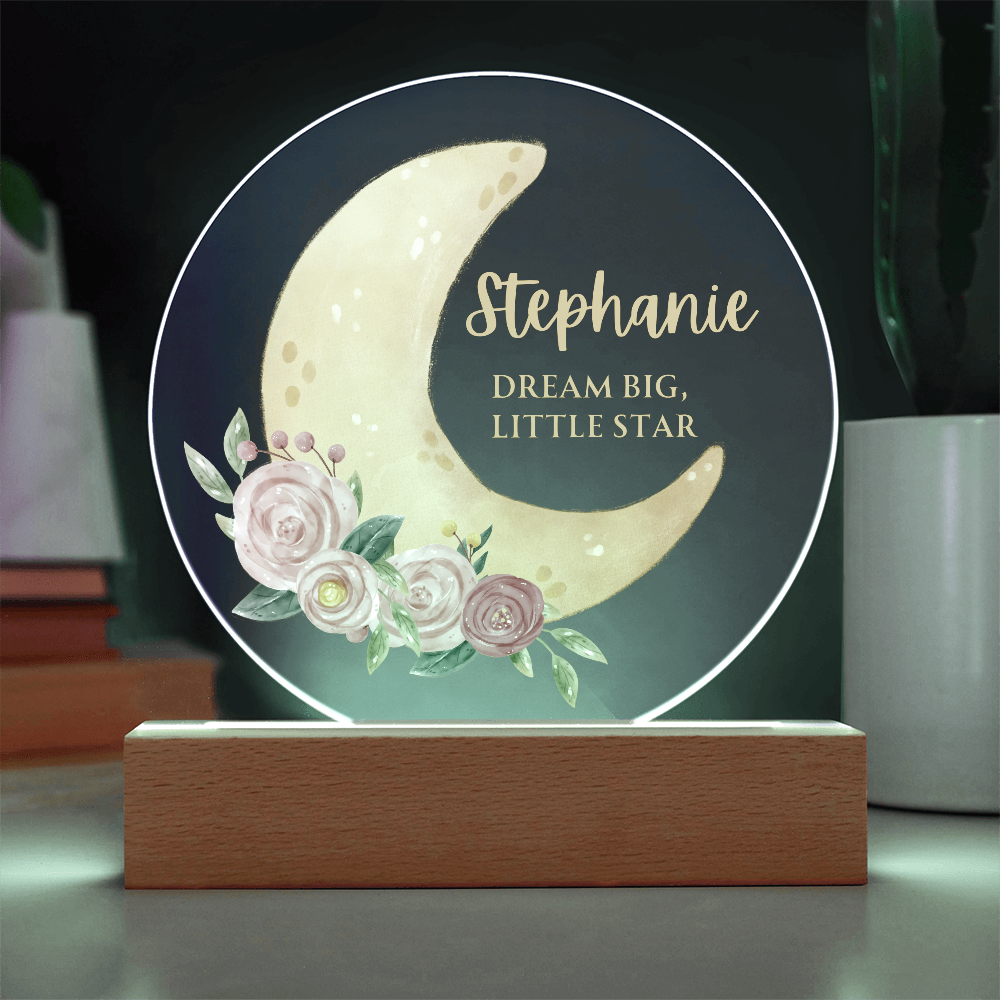 Personalized Crescent Name Circle Plaque