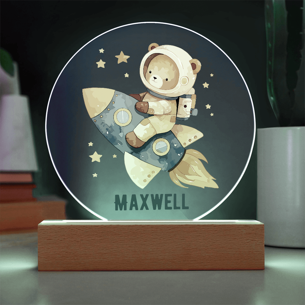 Astronaut Bear Circle Printed Plaque