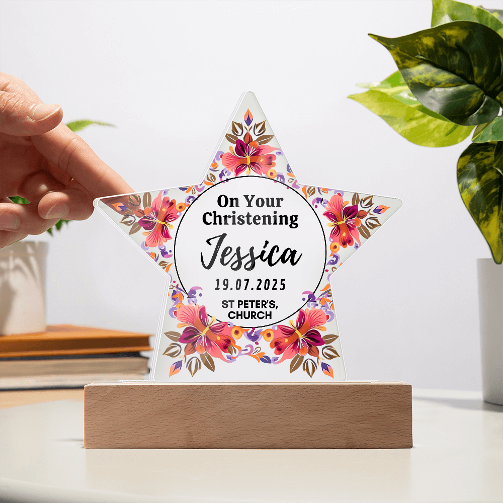 Christening Day Personalized Star Acrylic Plaque