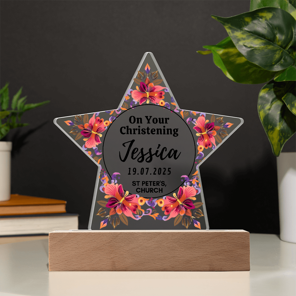 Christening Day Personalized Star Acrylic Plaque