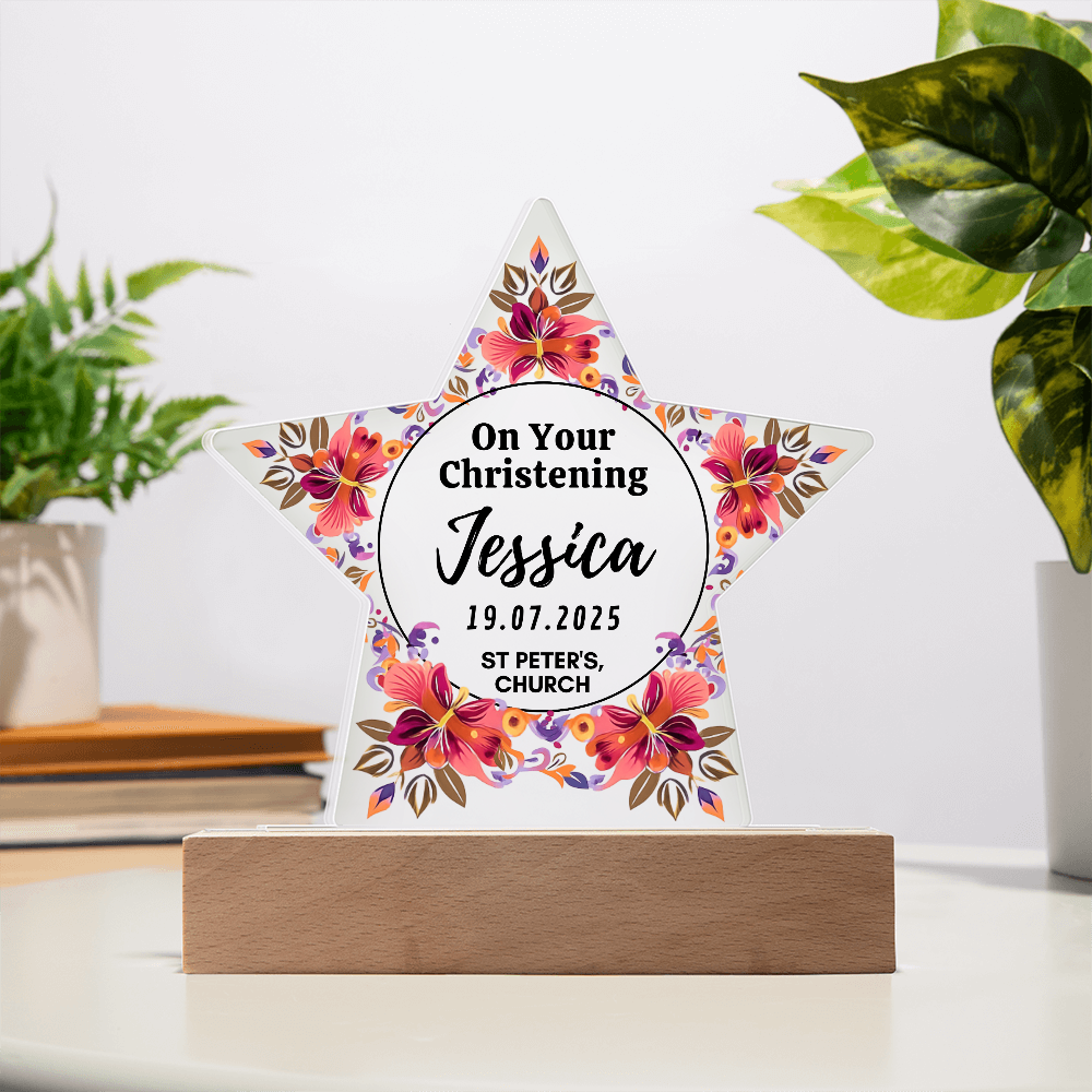 Christening Day Personalized Star Acrylic Plaque