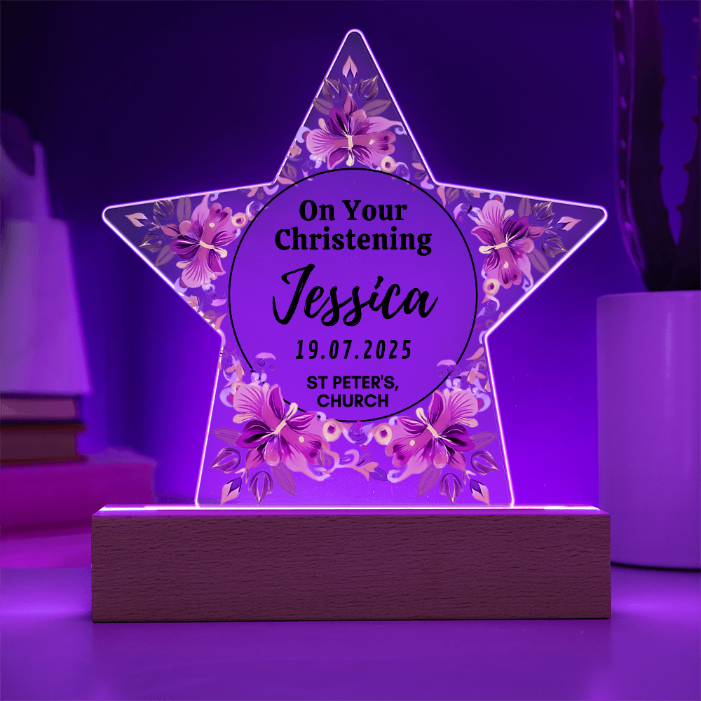 Christening Day Personalized Star Acrylic Plaque