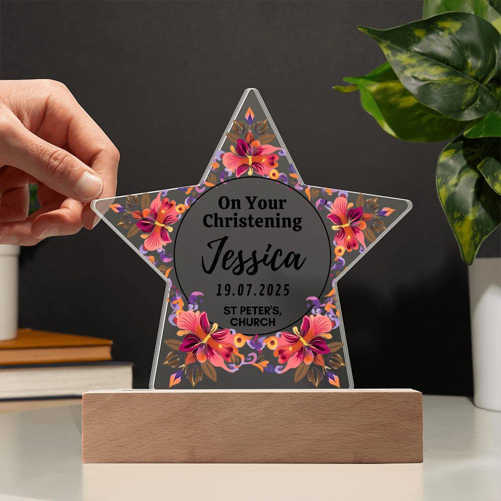 Christening Day Personalized Star Acrylic Plaque