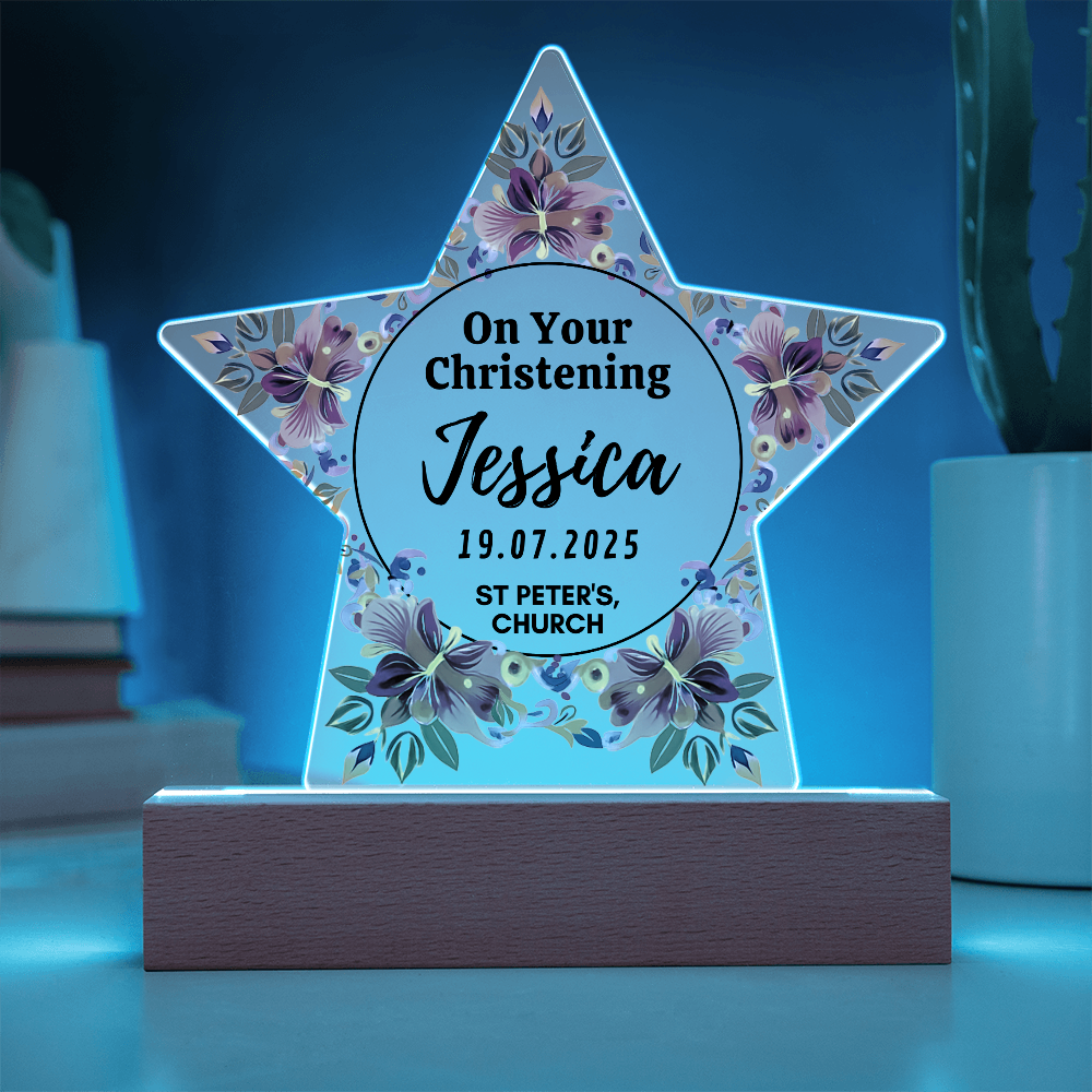 Christening Day Personalized Star Acrylic Plaque